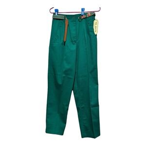Vintage Neil Martin High Waisted Trousers Size 12 Green Belt New Old Stock